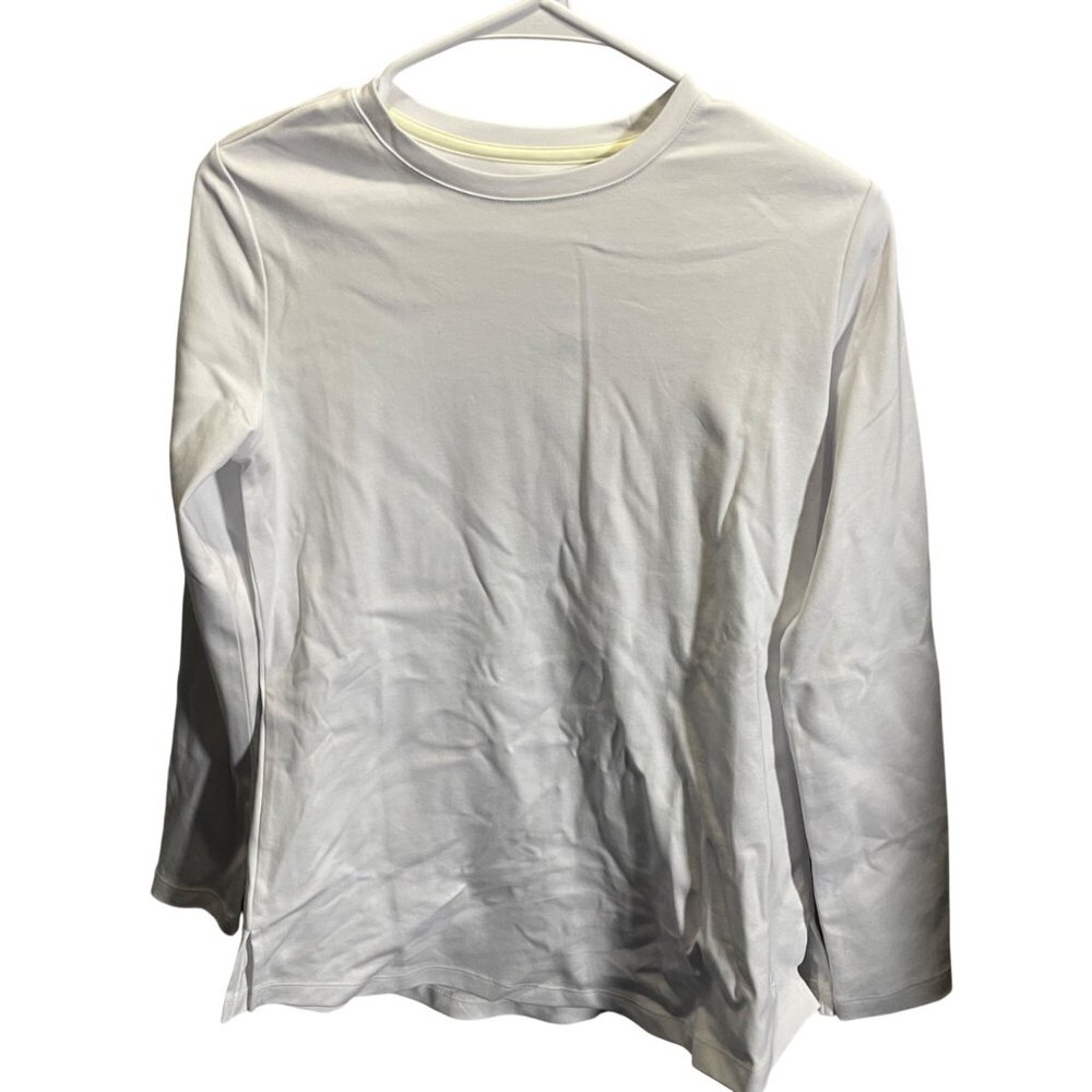 Isaac‎ Mizrahi live White Long Sleeve Crew Neck Shirt Cotton Blend Size xs